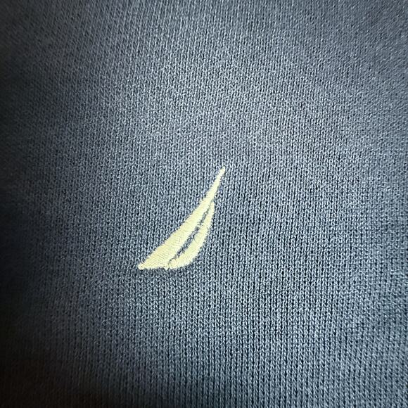 Nautica Men’s 1/4 Zip Pullover Navy Large Striped Collar Cuffs Cotton Blend - Picture 3 of 7